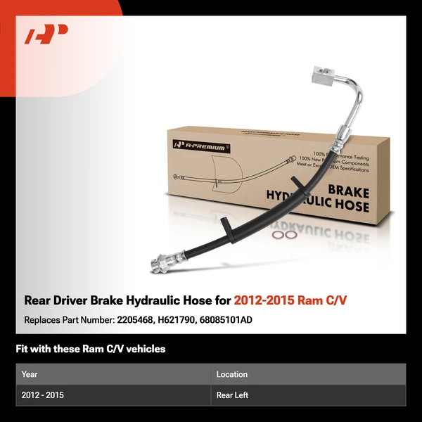 Rear Driver Brake Hydraulic Hose for 2012-2015 Ram C/V
