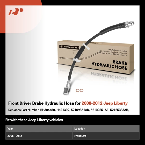 Front Driver Brake Hydraulic Hose for 2008-2012 Jeep Liberty