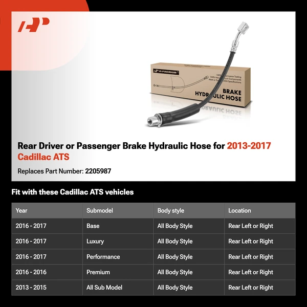 Rear Driver or Passenger Brake Hydraulic Hose for 2013-2017 Cadillac ATS