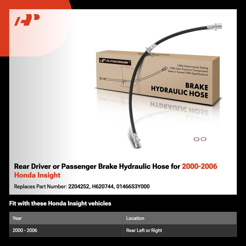 Rear Driver or Passenger Brake Hydraulic Hose for 2000-2006 Honda Insight