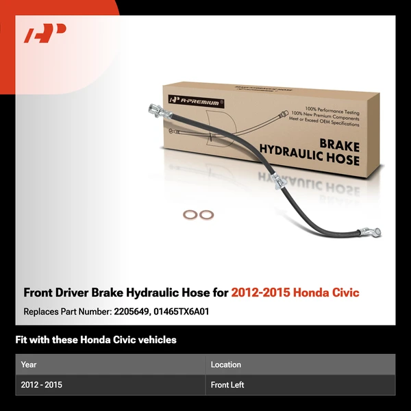 Front Driver Brake Hydraulic Hose for 2012-2015 Honda Civic