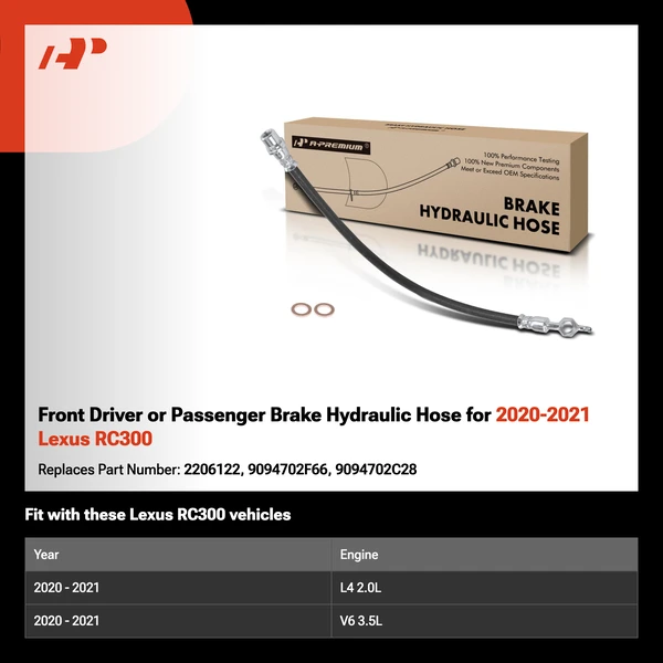 Front Driver or Passenger Brake Hydraulic Hose for 2020-2021 Lexus RC300