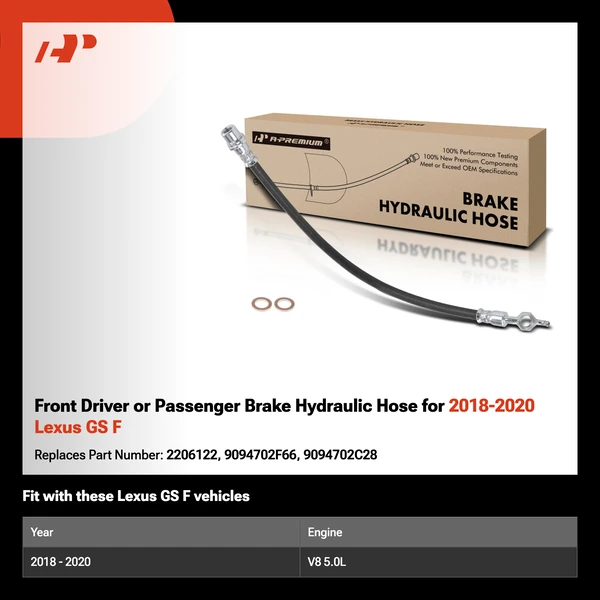 Front Driver or Passenger Brake Hydraulic Hose for 2018-2020 Lexus GS F