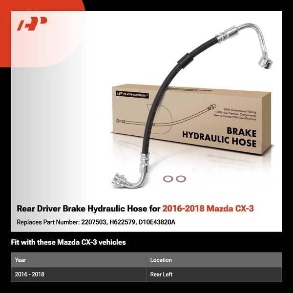 Rear Driver Brake Hydraulic Hose for 2016-2018 Mazda CX-3