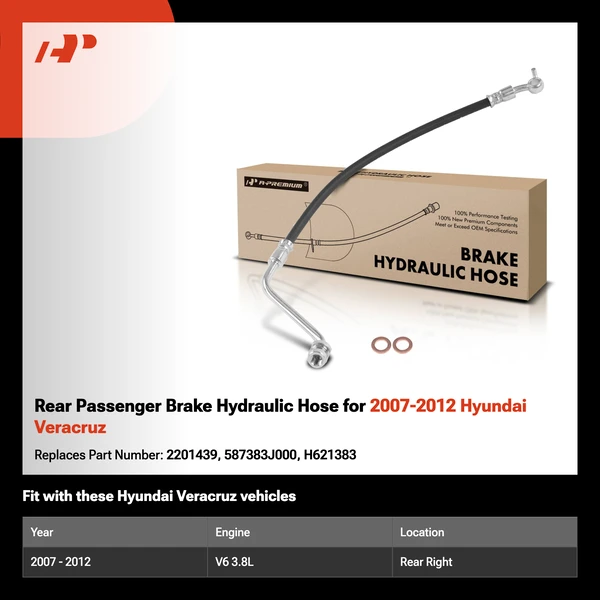 Rear Passenger Brake Hydraulic Hose for 2007-2012 Hyundai Veracruz