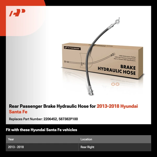 Rear Passenger Brake Hydraulic Hose for 2013-2018 Hyundai Santa Fe