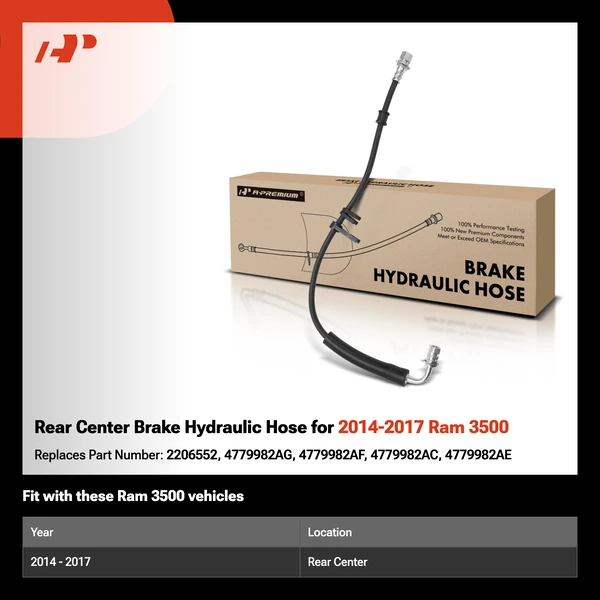 Rear Center Brake Hydraulic Hose for 2014-2017 Ram 3500
