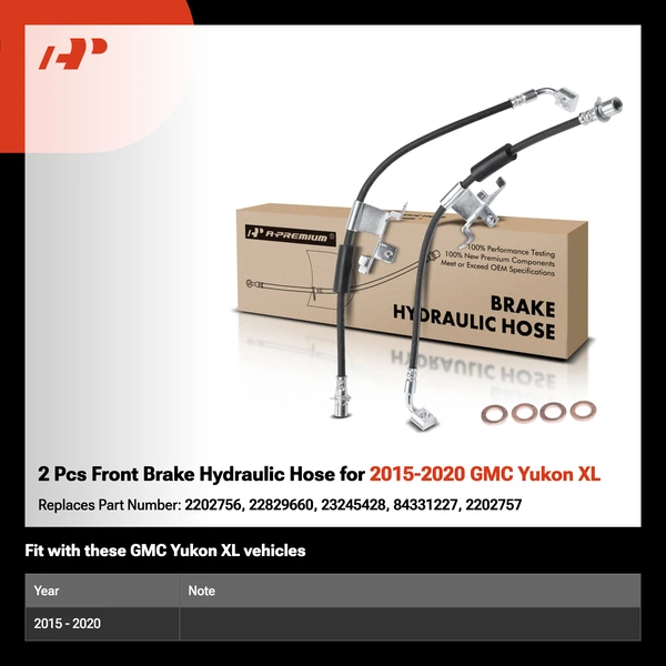2 Pcs Front Brake Hydraulic Hose for 2015-2020 GMC Yukon XL