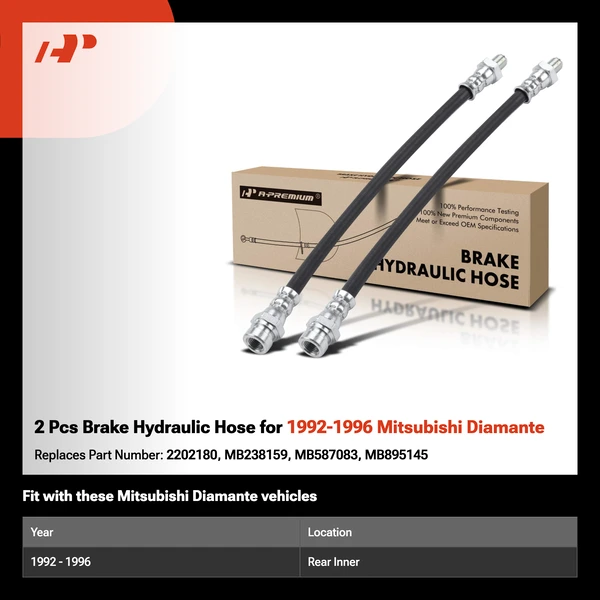 2 Pcs Brake Hydraulic Hose for 1992-1996 Mitsubishi Diamante