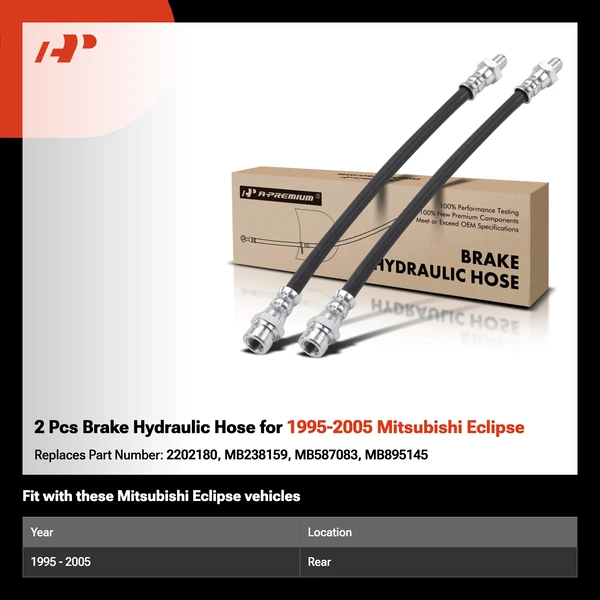 2 Pcs Brake Hydraulic Hose for 1995-2005 Mitsubishi Eclipse