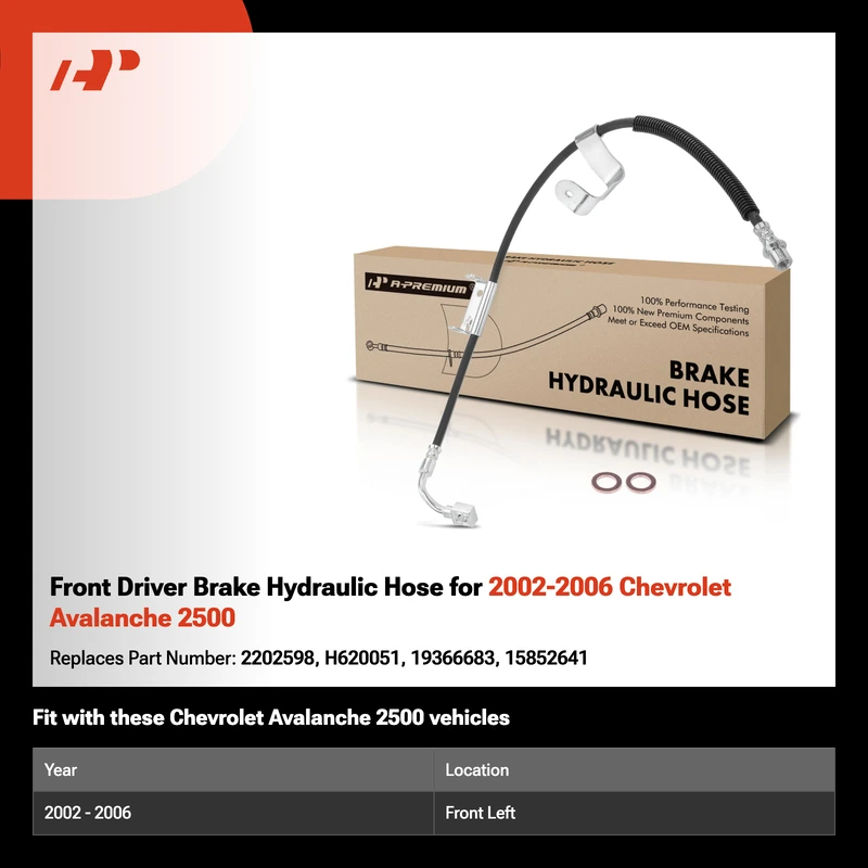 Front Driver Brake Hydraulic Hose for 2002-2006 Chevrolet Avalanche 2500