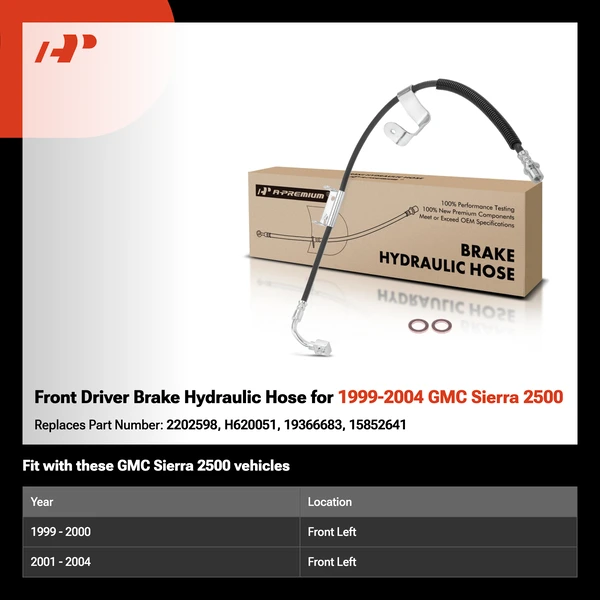 Front Driver Brake Hydraulic Hose for 1999-2004 GMC Sierra 2500