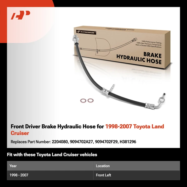 Front Driver Brake Hydraulic Hose for 1998-2007 Toyota Land Cruiser