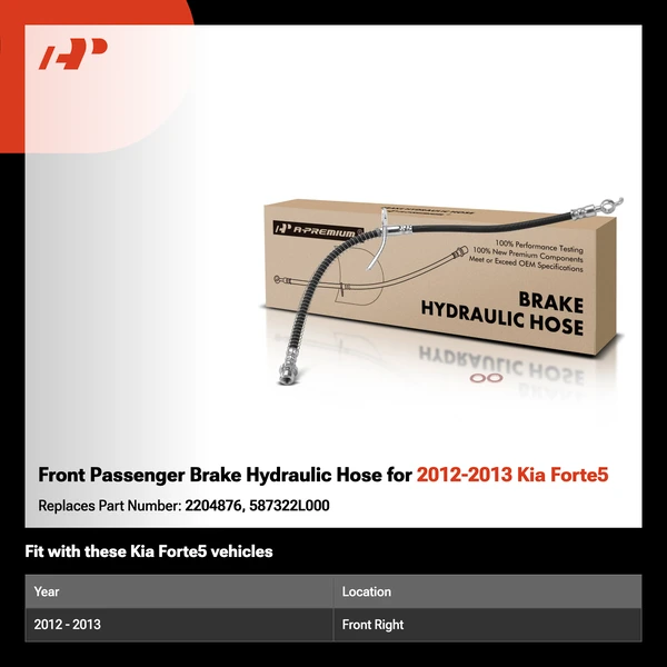 Front Passenger Brake Hydraulic Hose for 2012-2013 Kia Forte5