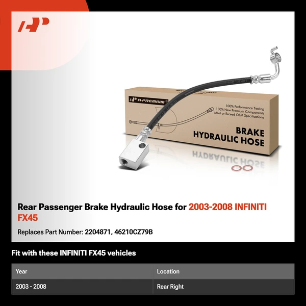 Rear Passenger Brake Hydraulic Hose for 2003-2008 INFINITI FX45