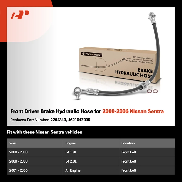 Front Driver Brake Hydraulic Hose for 2000-2006 Nissan Sentra