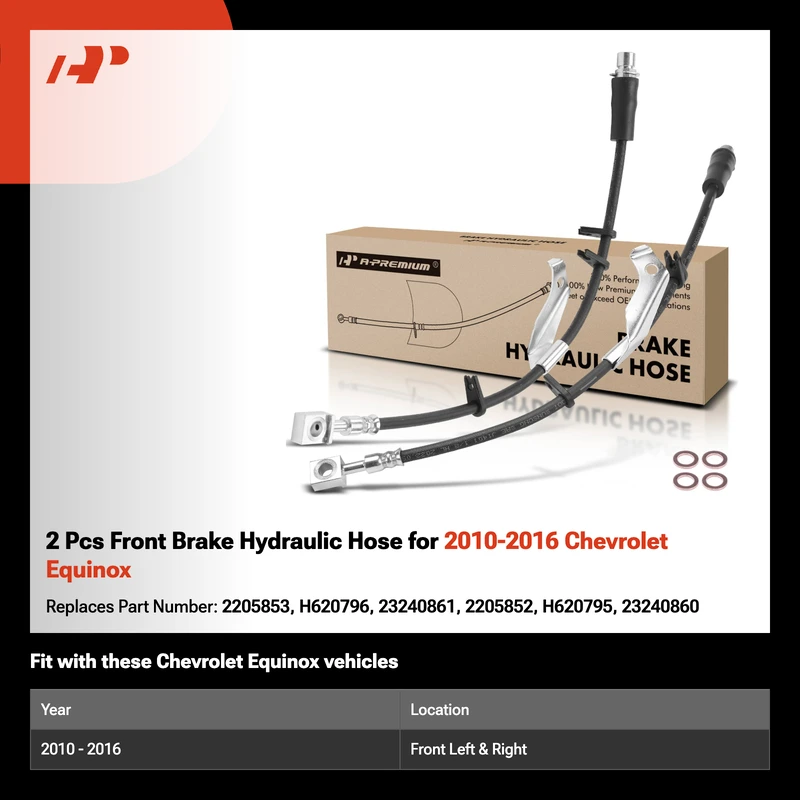 2 Pcs Front Brake Hydraulic Hose for 2010-2016 Chevrolet Equinox