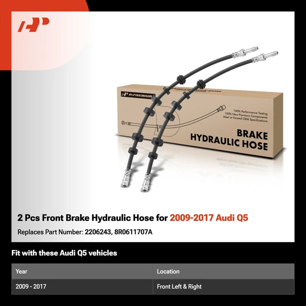 2 Pcs Front Brake Hydraulic Hose for 2009-2017 Audi Q5