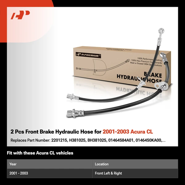 2 Pcs Front Brake Hydraulic Hose for 2001-2003 Acura CL