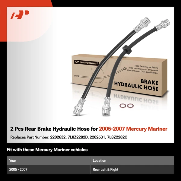 2 Pcs Rear Brake Hydraulic Hose for 2005-2007 Mercury Mariner