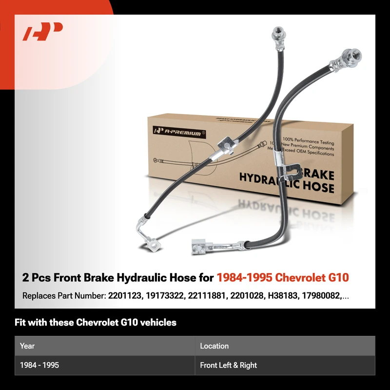 2 Pcs Front Brake Hydraulic Hose for 1984-1995 Chevrolet G10
