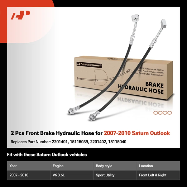 2 Pcs Front Brake Hydraulic Hose for 2007-2010 Saturn Outlook