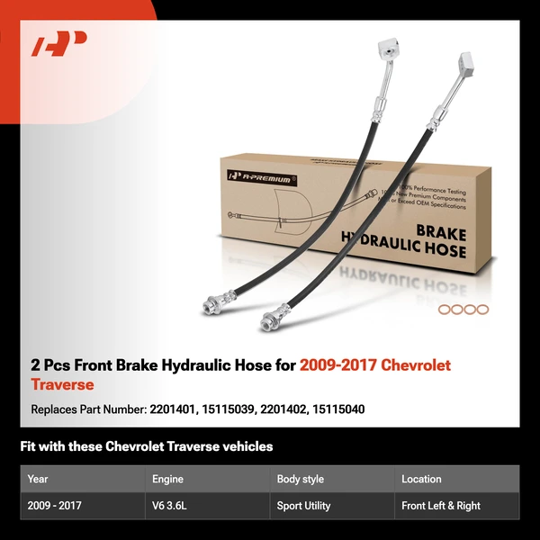 2 Pcs Front Brake Hydraulic Hose for 2009-2017 Chevrolet Traverse