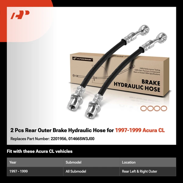 2 Pcs Rear Outer Brake Hydraulic Hose for 1997-1999 Acura CL