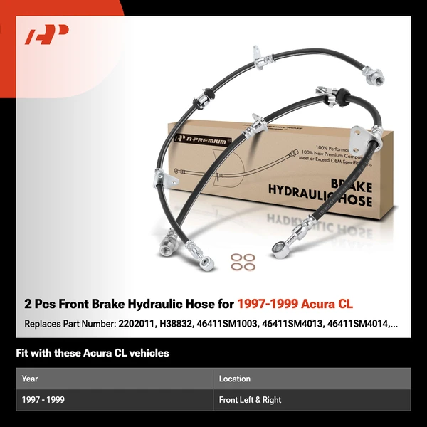 2 Pcs Front Brake Hydraulic Hose for 1997-1999 Acura CL