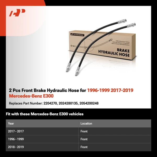2 Pcs Front Brake Hydraulic Hose for 1996-1999 2017-2019 Mercedes-Benz E300