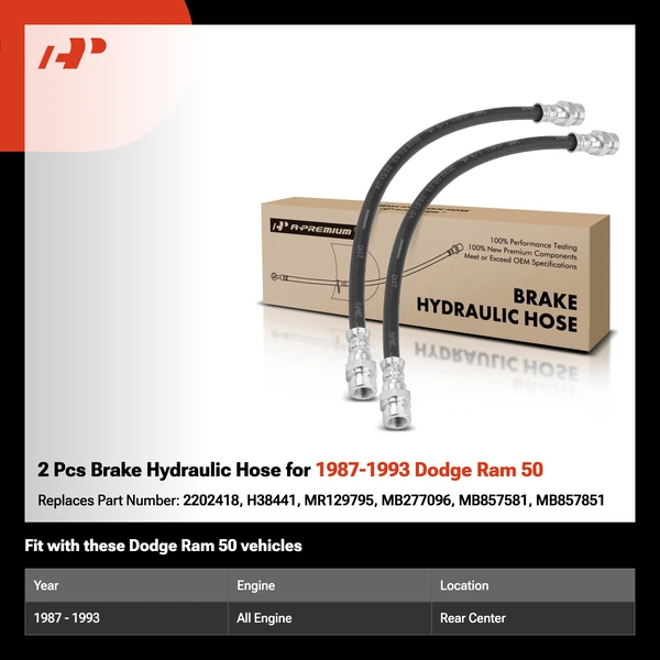 2 Pcs Brake Hydraulic Hose for 1987-1993 Dodge Ram 50