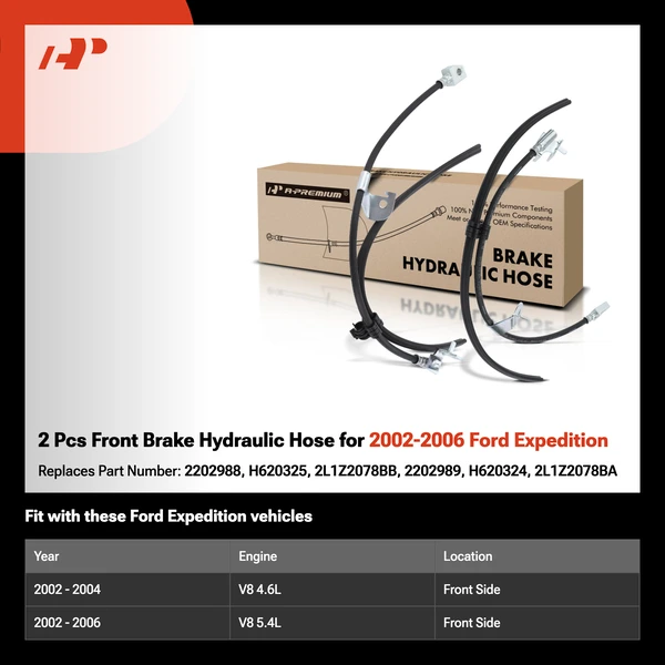 2 Pcs Front Brake Hydraulic Hose for 2002-2006 Ford Expedition