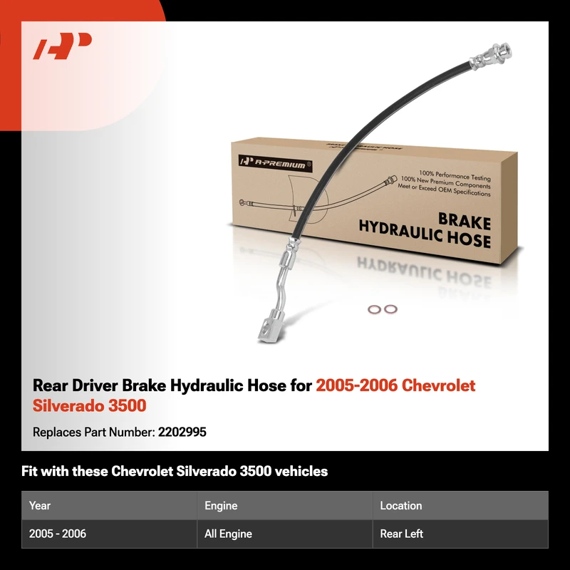 Rear Driver Brake Hydraulic Hose for 2005-2006 Chevrolet Silverado 3500
