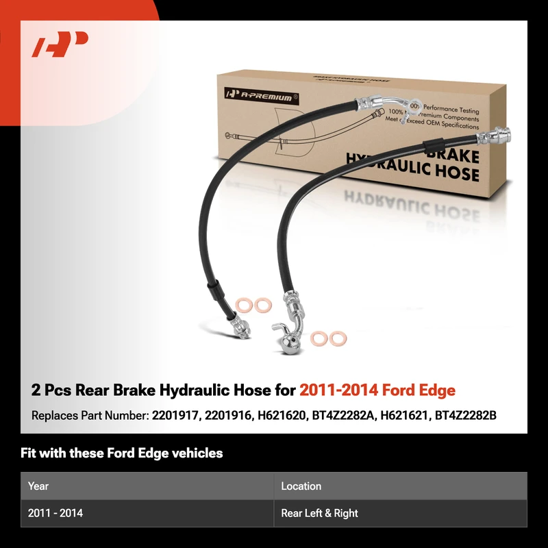2 Pcs Rear Brake Hydraulic Hose for 2011-2014 Ford Edge