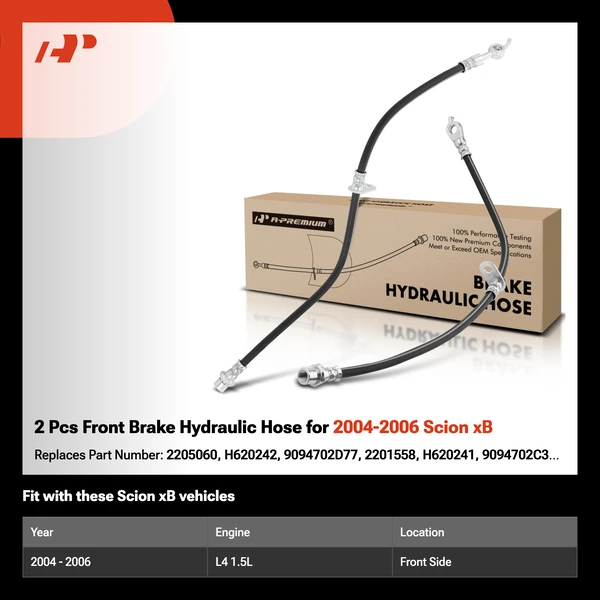 2 Pcs Front Brake Hydraulic Hose for 2004-2006 Scion xB