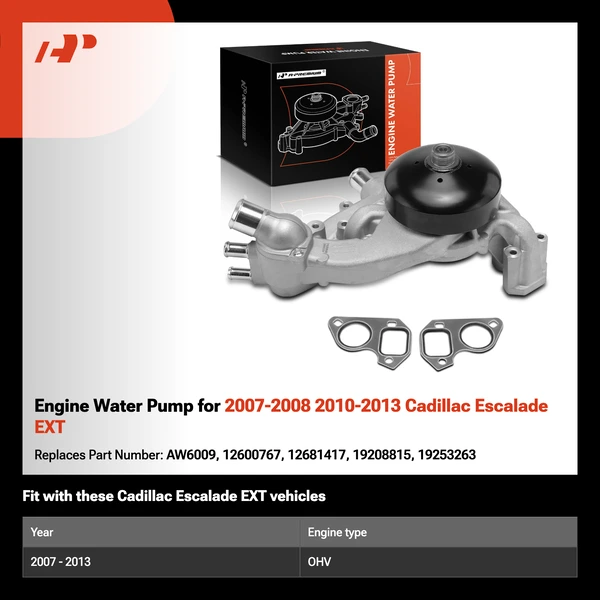 Engine Water Pump for 2007-2008 2010-2013 Cadillac Escalade EXT