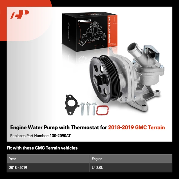 Engine Water Pump with Thermostat for 2018-2019 GMC Terrain