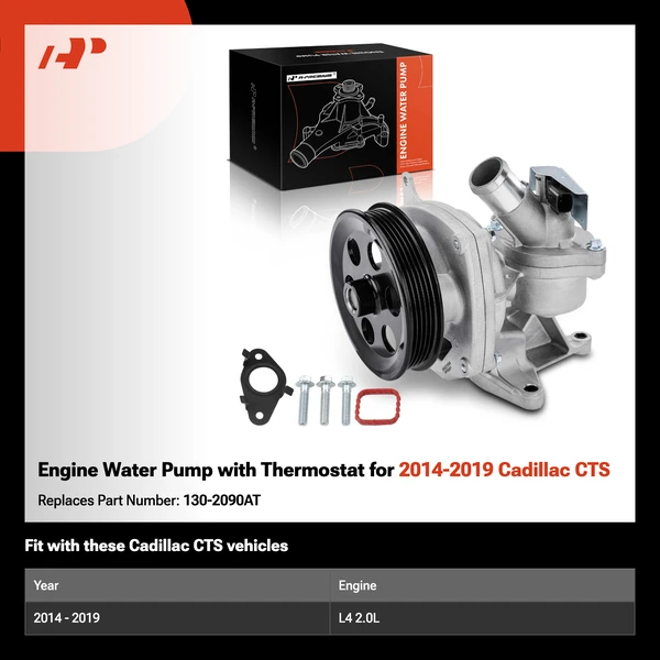 Engine Water Pump with Thermostat for 2014-2019 Cadillac CTS