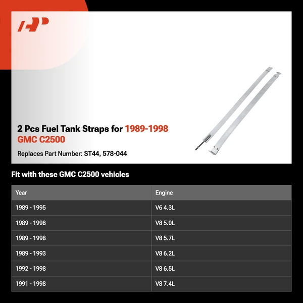 2 Pcs Fuel Tank Straps for 1989-1998 GMC C2500