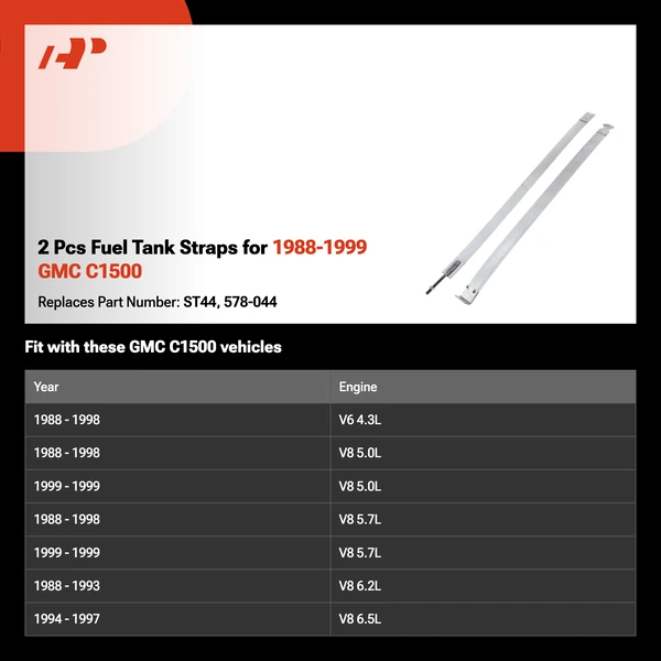 2 Pcs Fuel Tank Straps for 1988-1999 GMC C1500