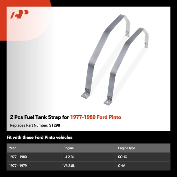 2 Pcs Fuel Tank Strap for 1977-1980 Ford Pinto