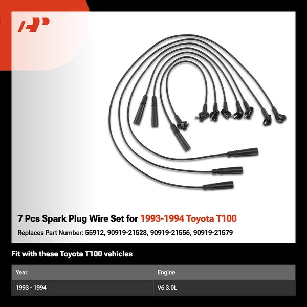 7 Pcs Spark Plug Wire Set for 1993-1994 Toyota T100