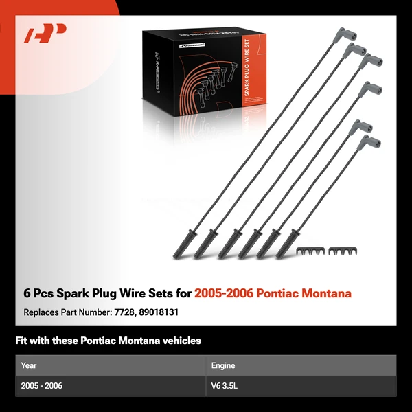 6 Pcs Spark Plug Wire Sets for 2005-2006 Pontiac Montana