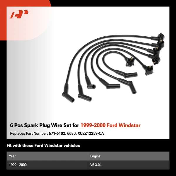 6 Pcs Spark Plug Wire Set for 1999-2000 Ford Windstar