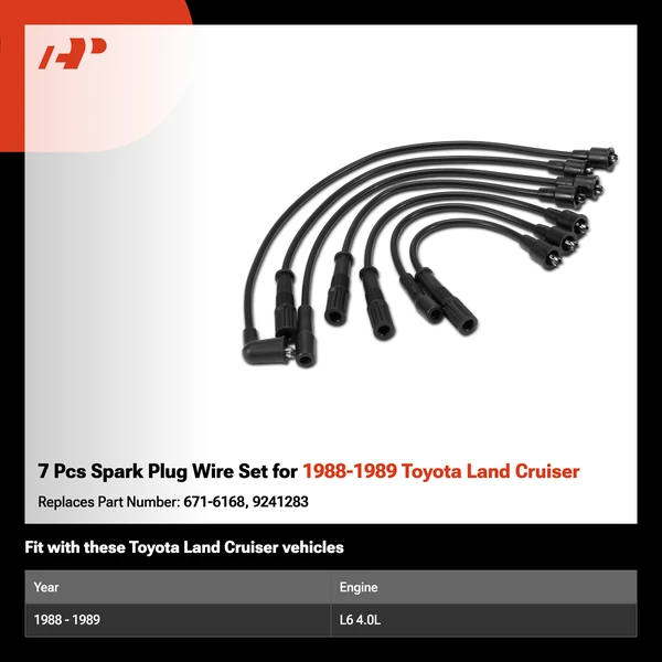7 Pcs Spark Plug Wire Set for 1988-1989 Toyota Land Cruiser