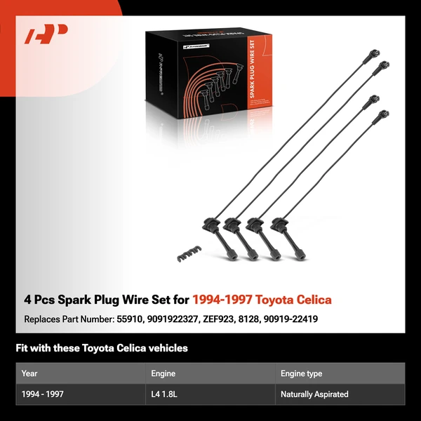 4 Pcs Spark Plug Wire Set for 1994-1997 Toyota Celica