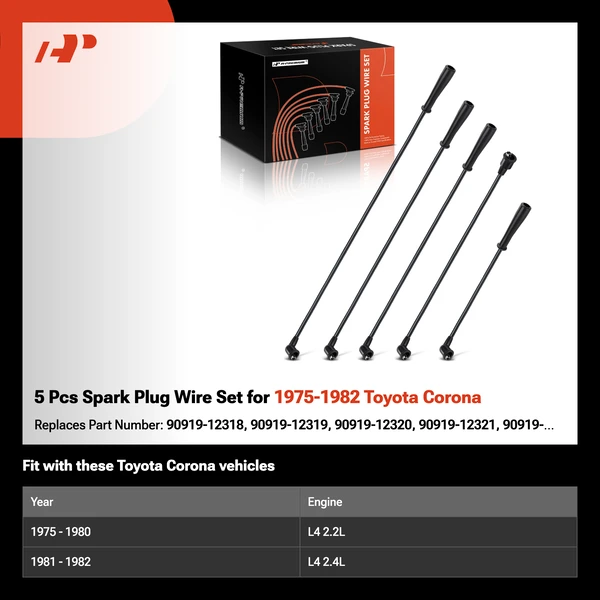 5 Pcs Spark Plug Wire Set for 1975-1982 Toyota Corona