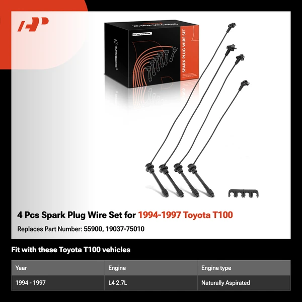 4 Pcs Spark Plug Wire Set for 1994-1997 Toyota T100