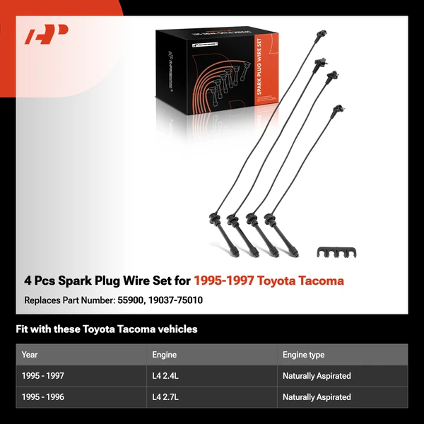 4 Pcs Spark Plug Wire Set for 1995-1997 Toyota Tacoma