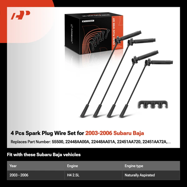 4 Pcs Spark Plug Wire Set for 2003-2006 Subaru Baja